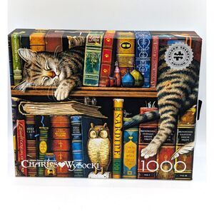 Cat Puzzle Charles Wysocki 1000 pc Buffalo Frederick Literate Silver Select Edi